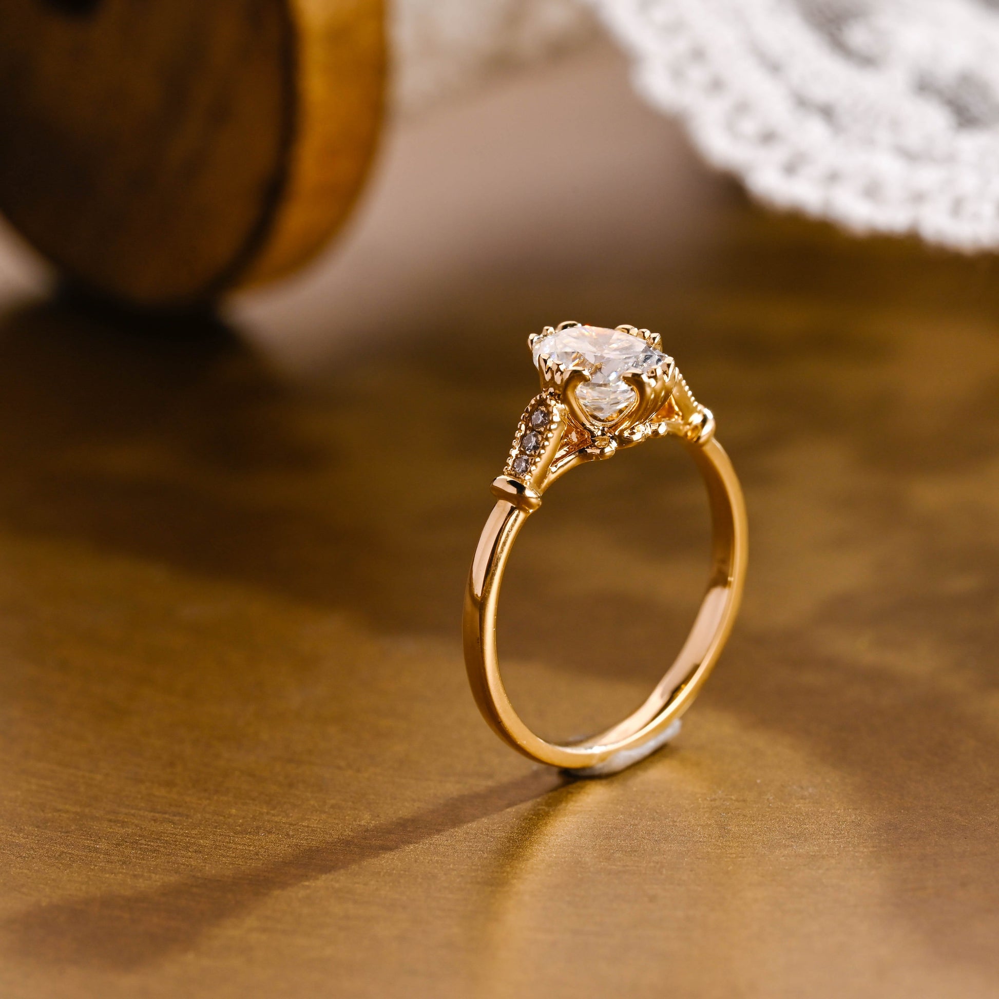 2 CT Emerald Pave Moissanite Engagement Ring