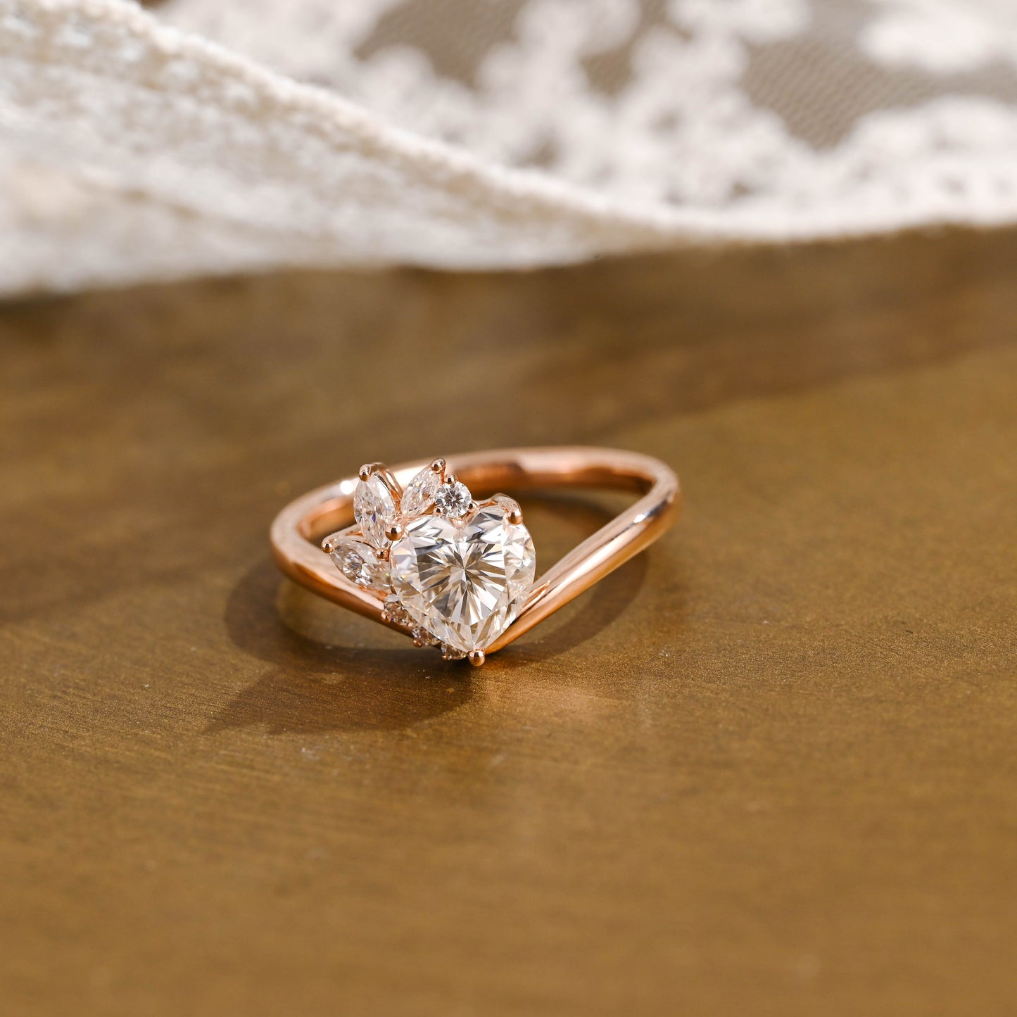 2 CT Emerald Pave Moissanite Engagement Ring