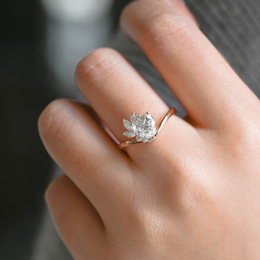 2 CT Emerald Pave Moissanite Engagement Ring