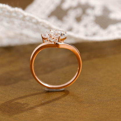 2 CT Emerald Pave Moissanite Engagement Ring