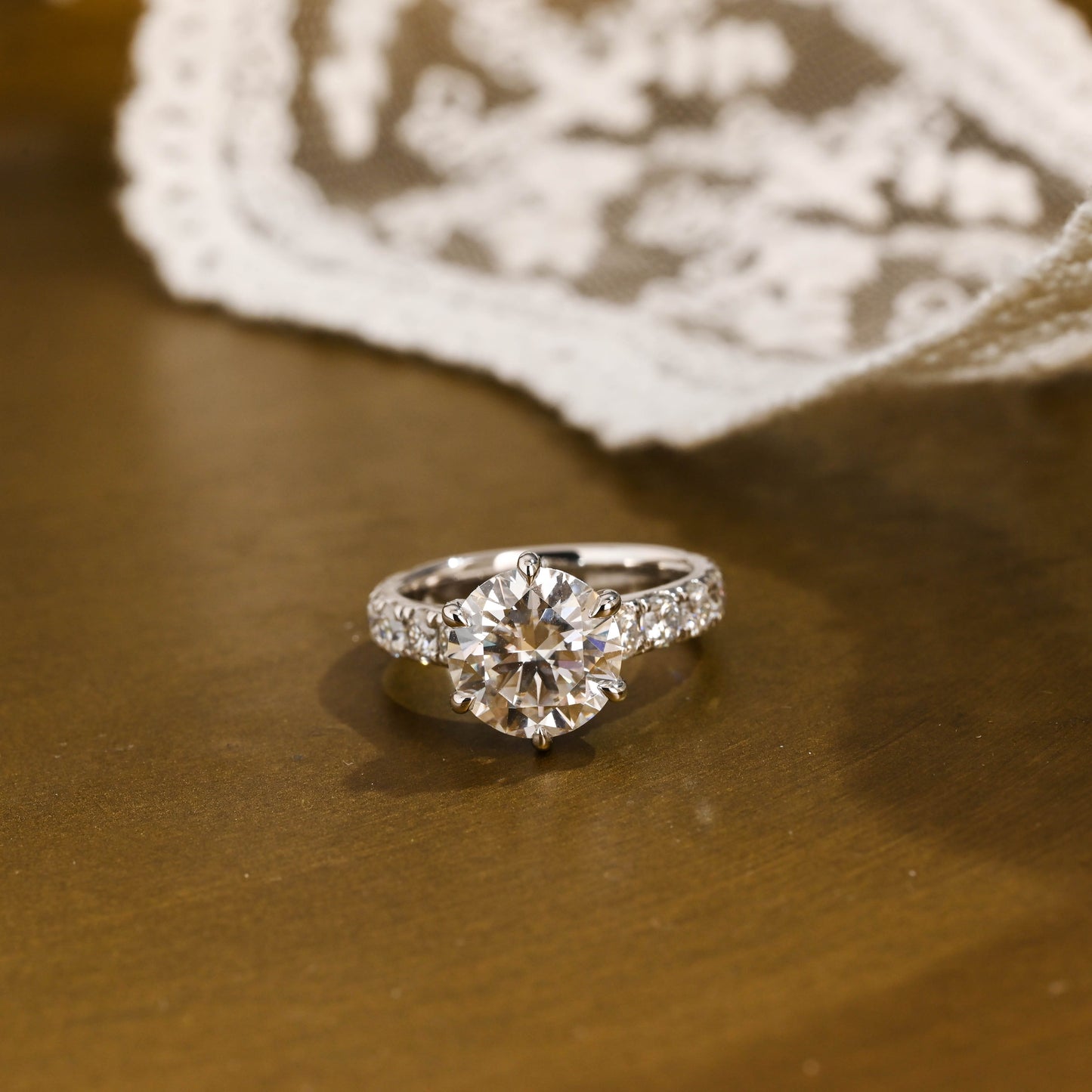 2 CT Emerald Pave Moissanite Engagement Ring