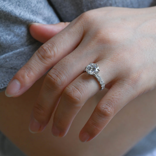 2 CT Emerald Pave Moissanite Engagement Ring