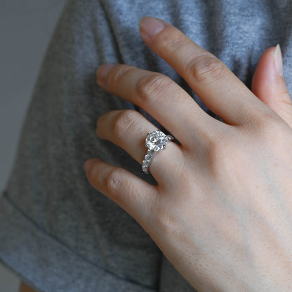 2 CT Emerald Pave Moissanite Engagement Ring