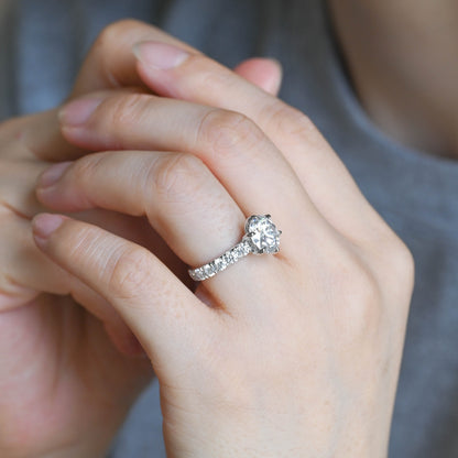 2 CT Emerald Pave Moissanite Engagement Ring