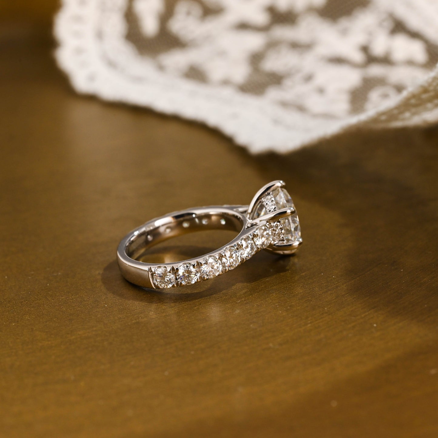 2 CT Emerald Pave Moissanite Engagement Ring