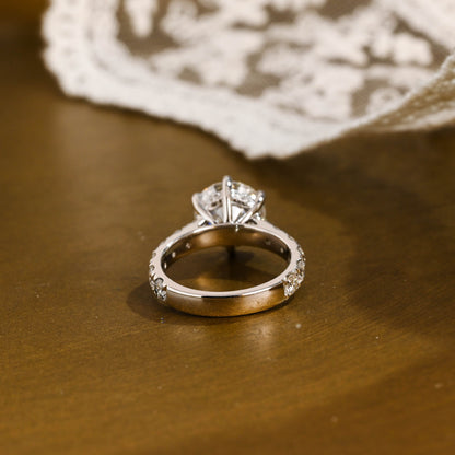 2 CT Emerald Pave Moissanite Engagement Ring