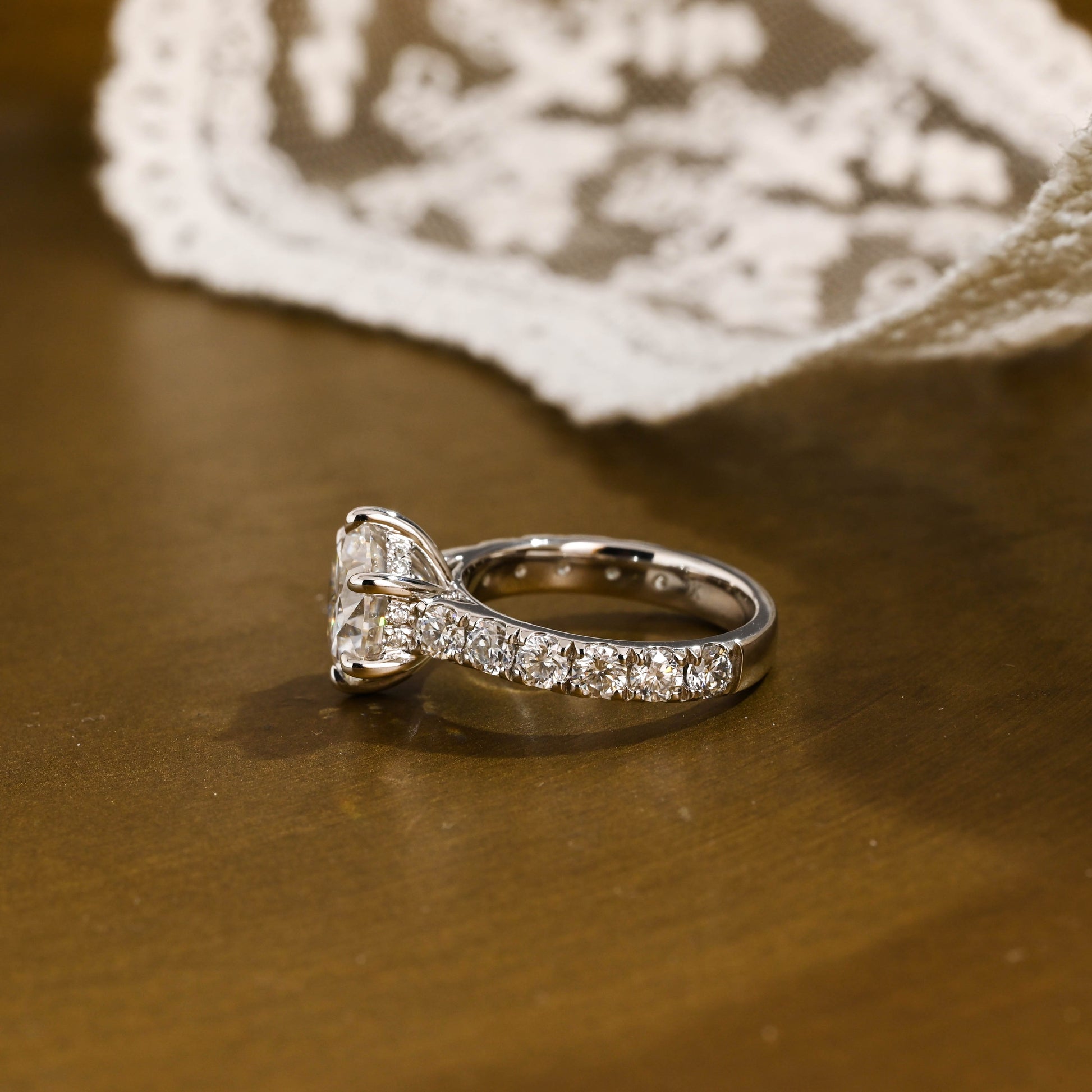 2 CT Emerald Pave Moissanite Engagement Ring