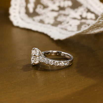 2 CT Emerald Pave Moissanite Engagement Ring