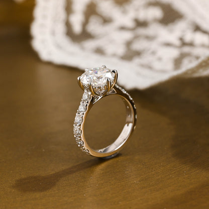 2 CT Emerald Pave Moissanite Engagement Ring