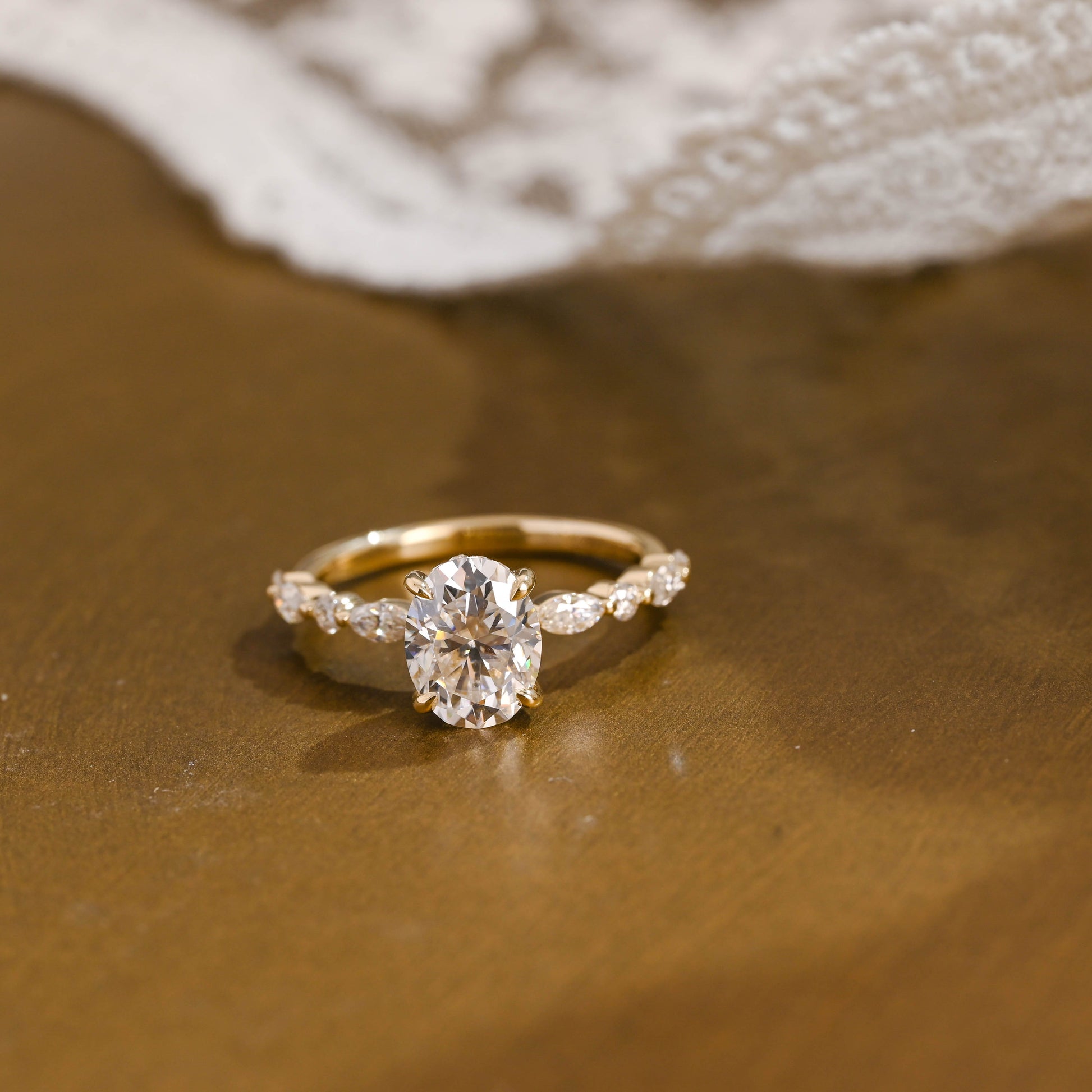 2 CT Emerald Pave Moissanite Engagement Ring