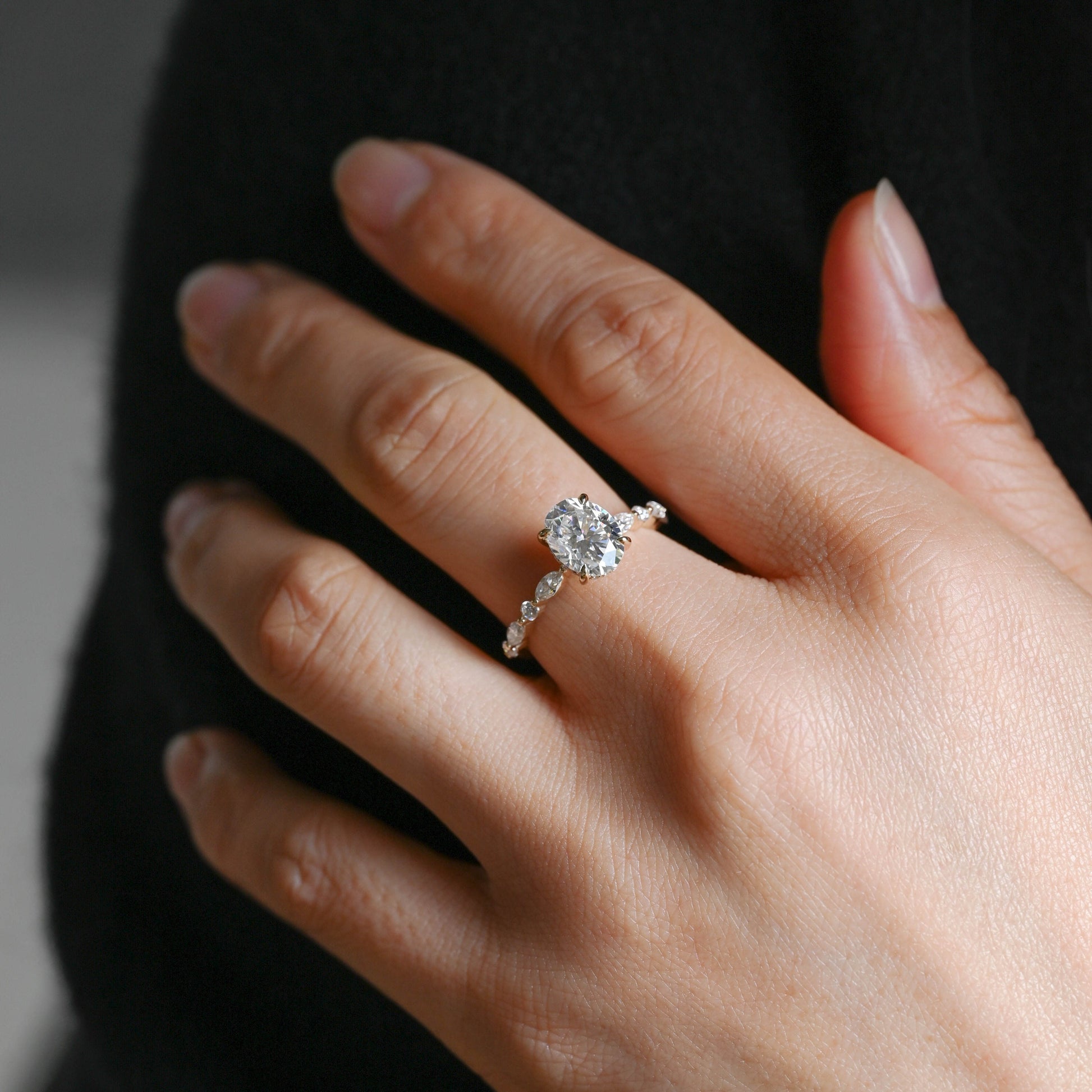 2 CT Emerald Pave Moissanite Engagement Ring