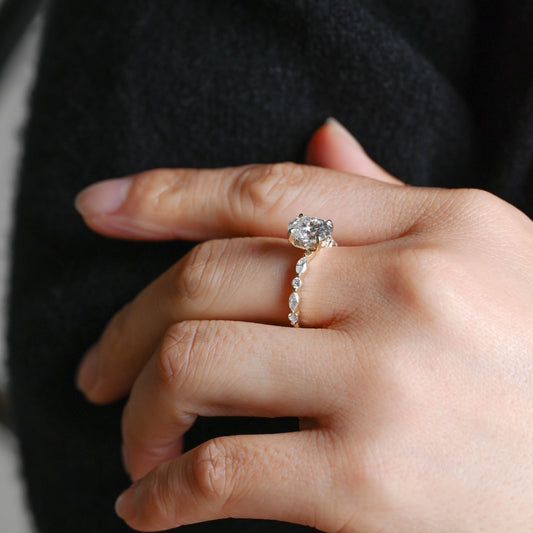 2 CT Emerald Pave Moissanite Engagement Ring