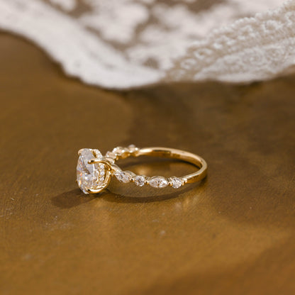 2 CT Emerald Pave Moissanite Engagement Ring