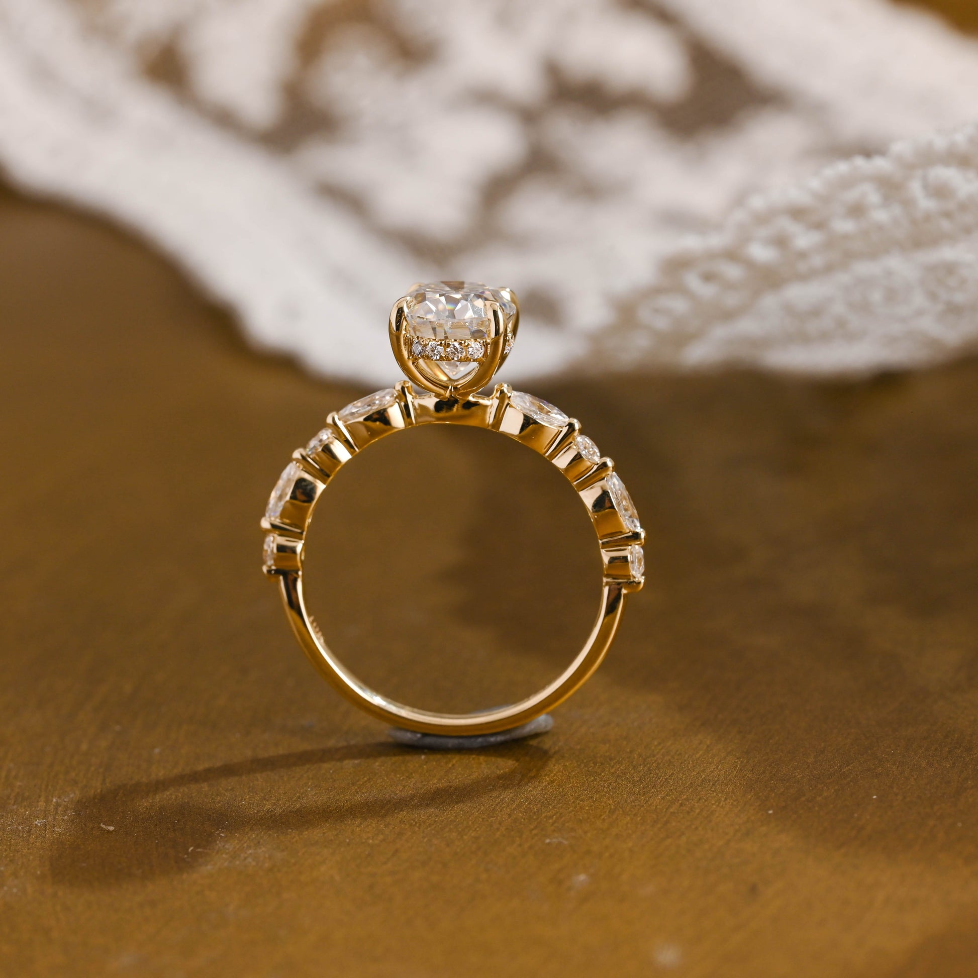 2 CT Emerald Pave Moissanite Engagement Ring
