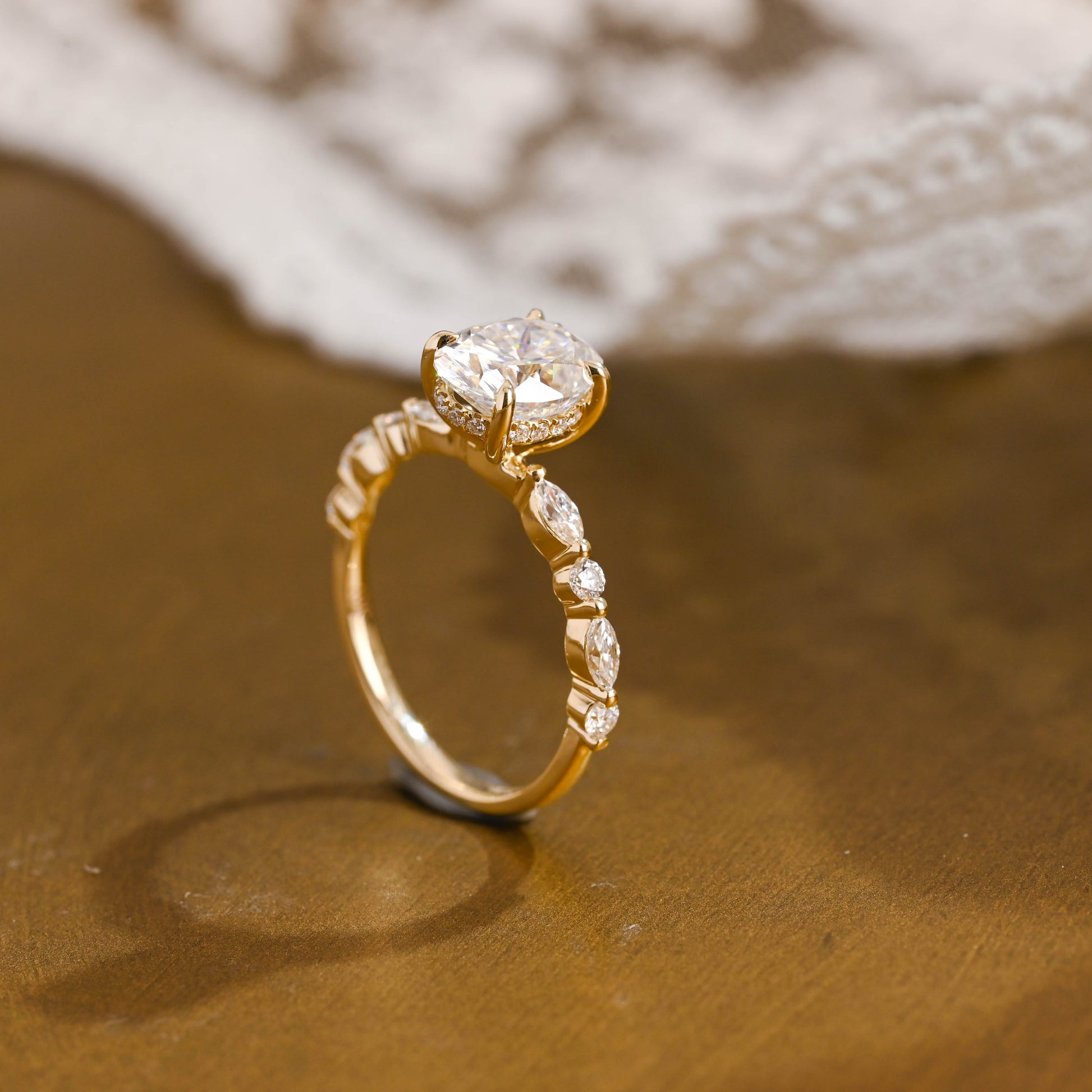 2 CT Emerald Pave Moissanite Engagement Ring