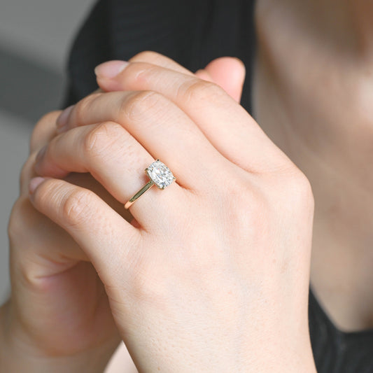 2 CT Emerald Pave Moissanite Engagement Ring