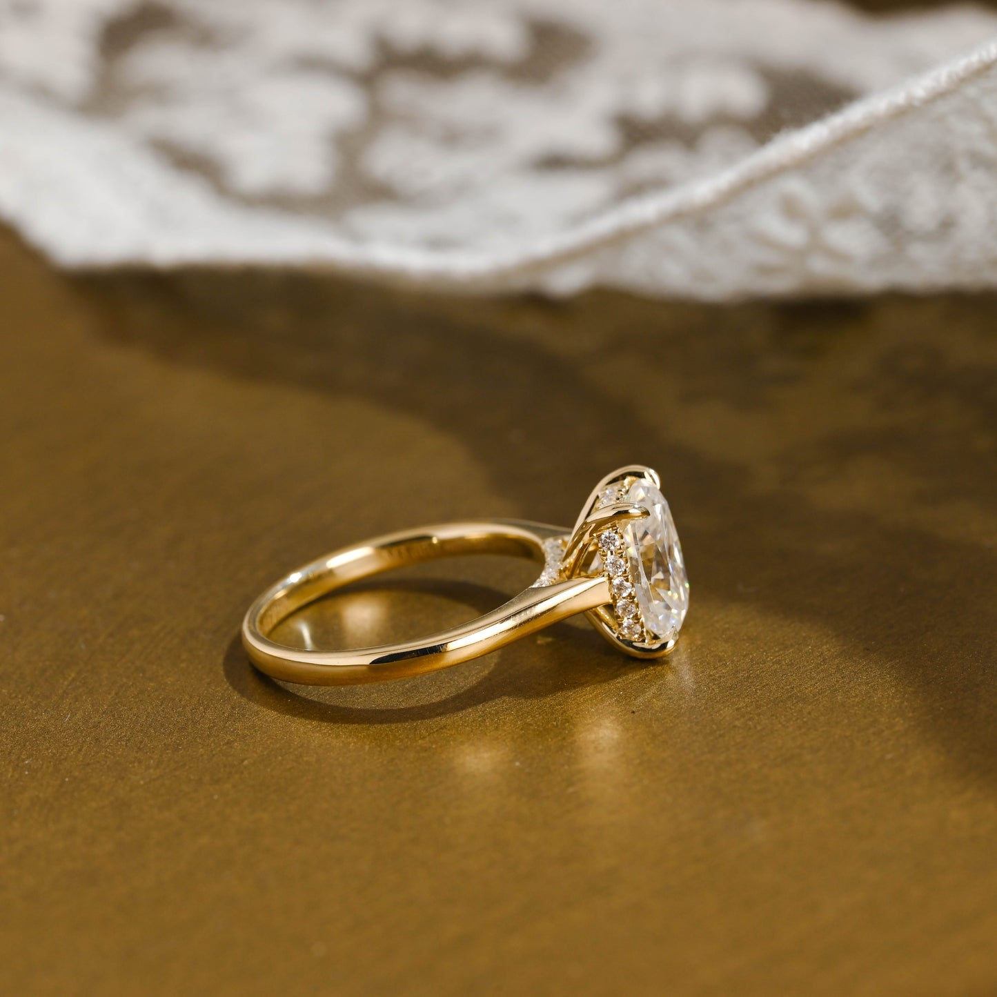 2 CT Emerald Pave Moissanite Engagement Ring