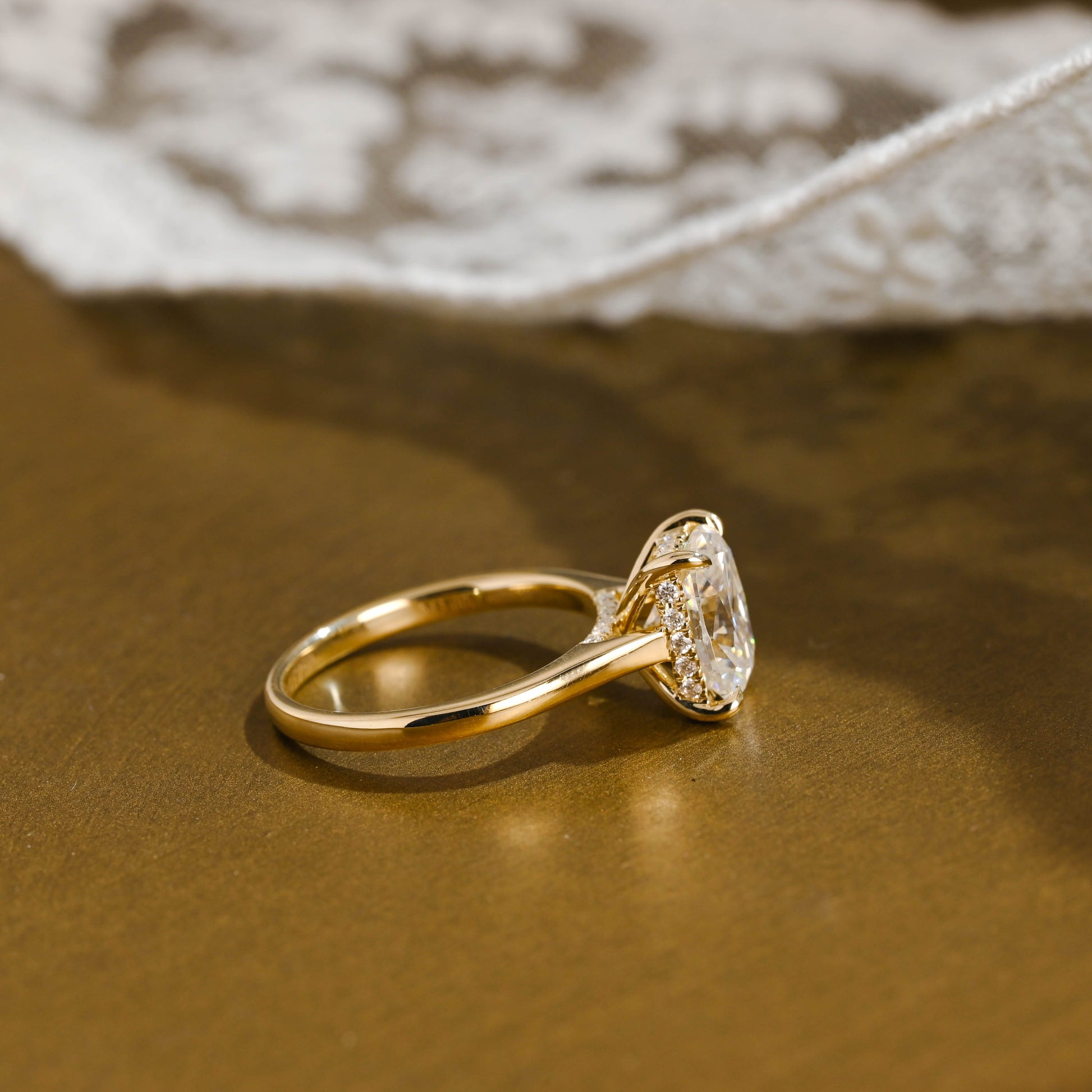 2 CT Emerald Pave Moissanite Engagement Ring