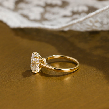 2 CT Emerald Pave Moissanite Engagement Ring