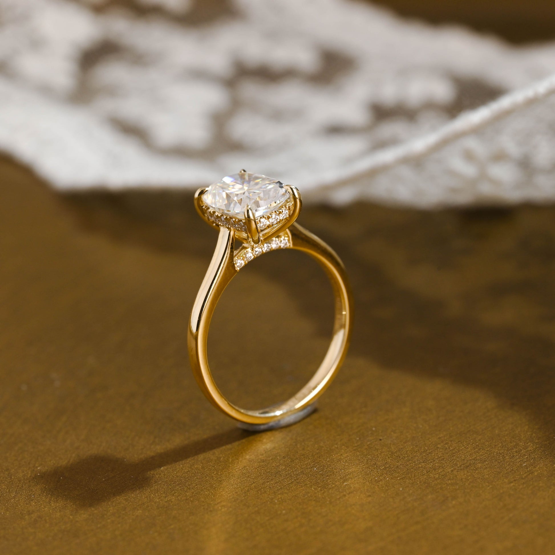 2 CT Emerald Pave Moissanite Engagement Ring