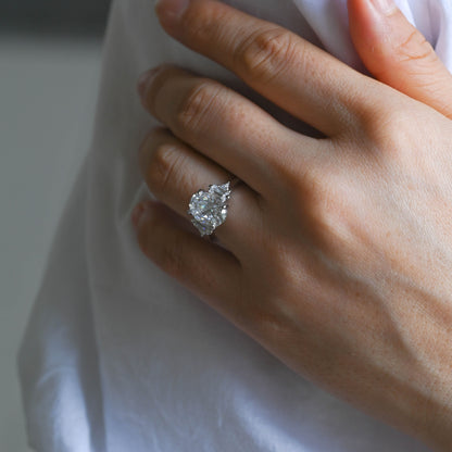 2 CT Emerald Pave Moissanite Engagement Ring