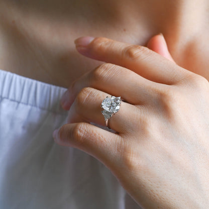 2 CT Emerald Pave Moissanite Engagement Ring