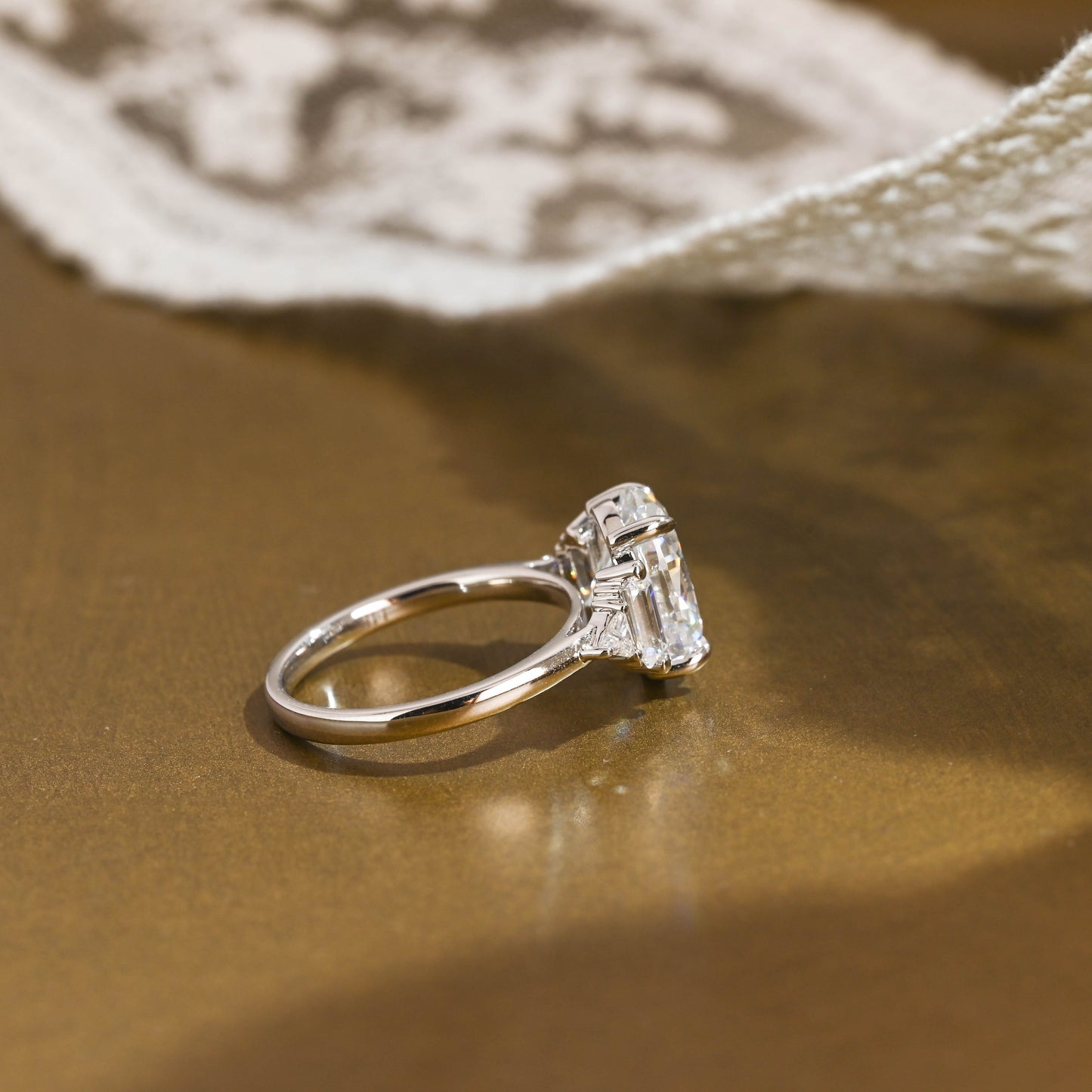 2 CT Emerald Pave Moissanite Engagement Ring