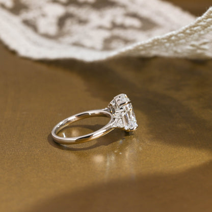 2 CT Emerald Pave Moissanite Engagement Ring