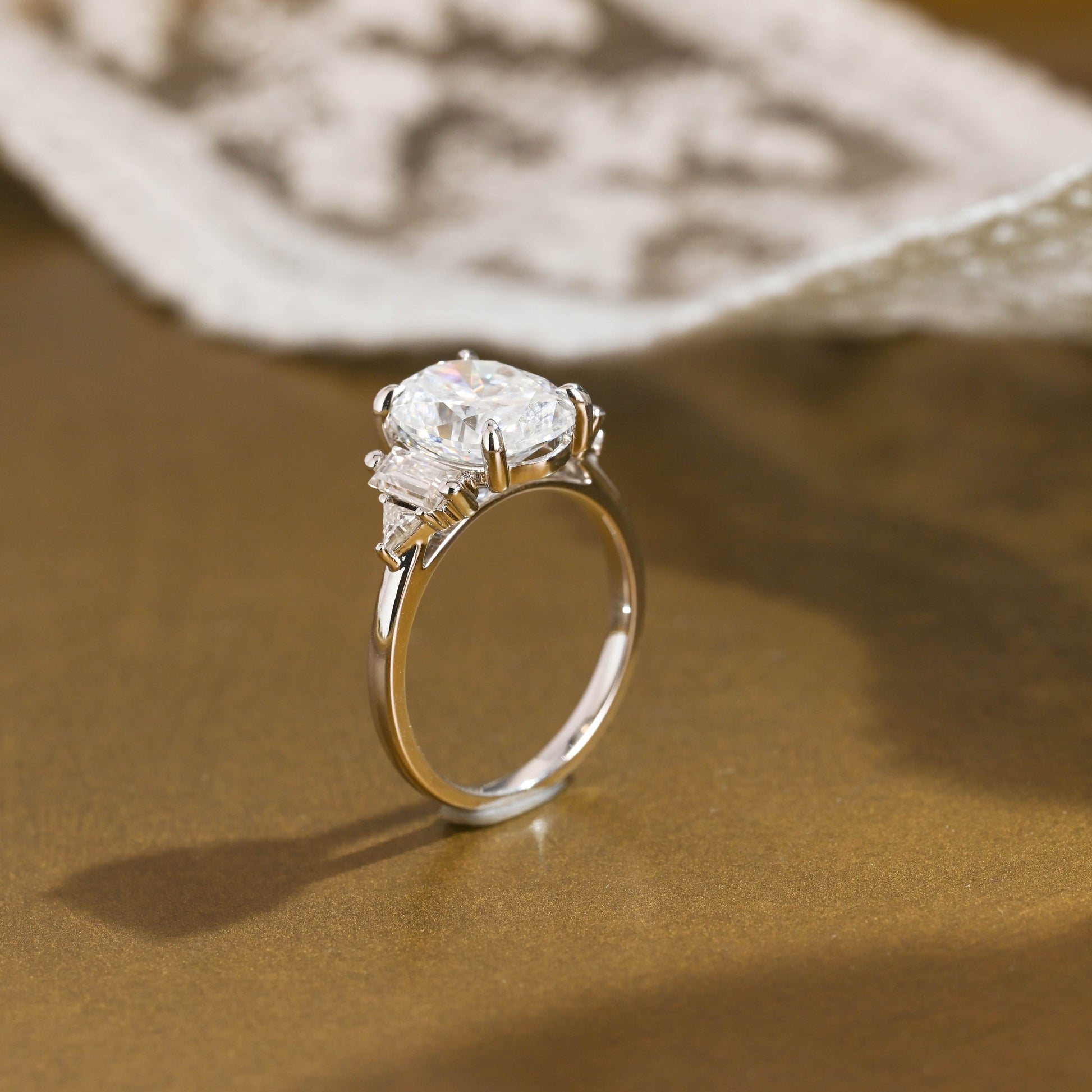 2 CT Emerald Pave Moissanite Engagement Ring