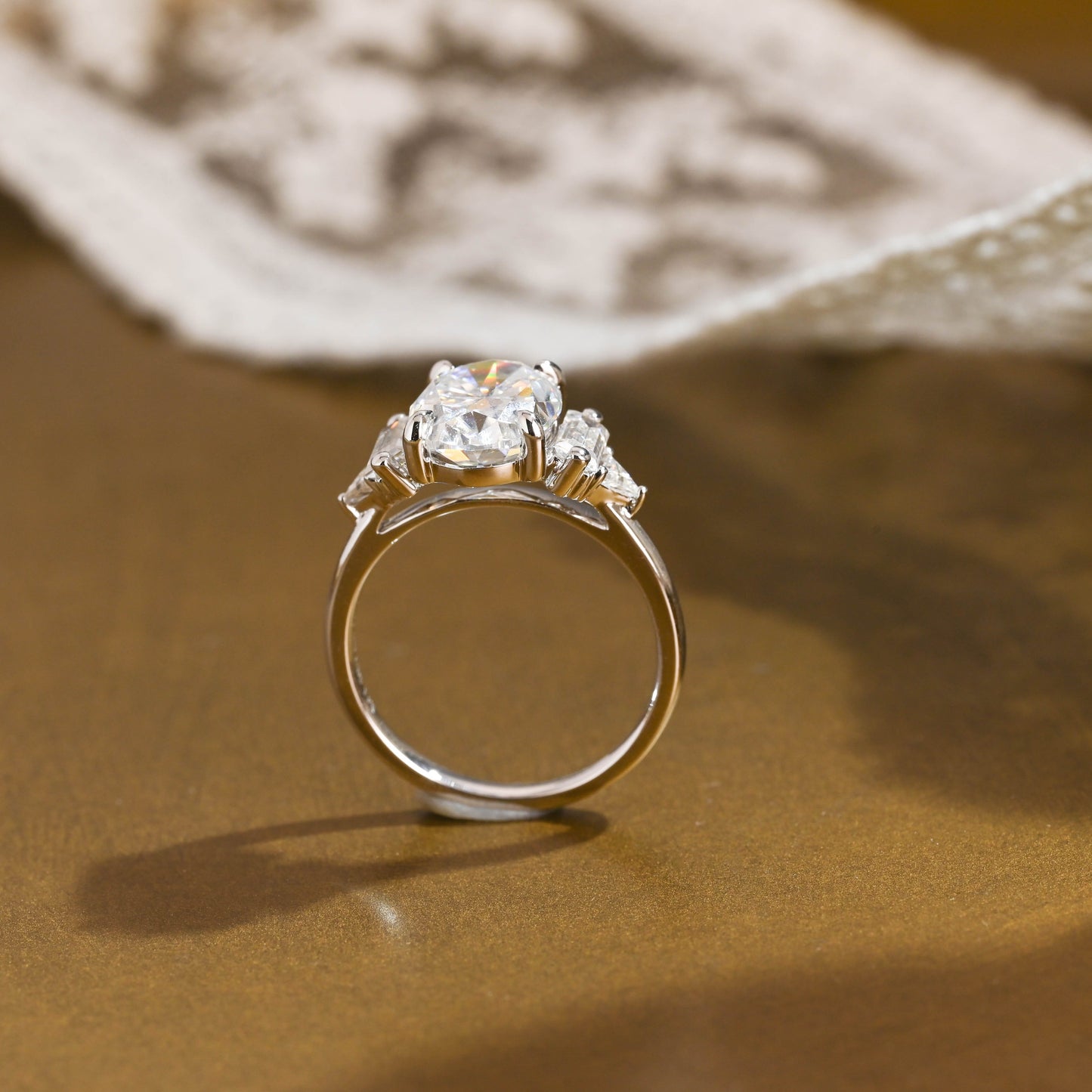 2 CT Emerald Pave Moissanite Engagement Ring