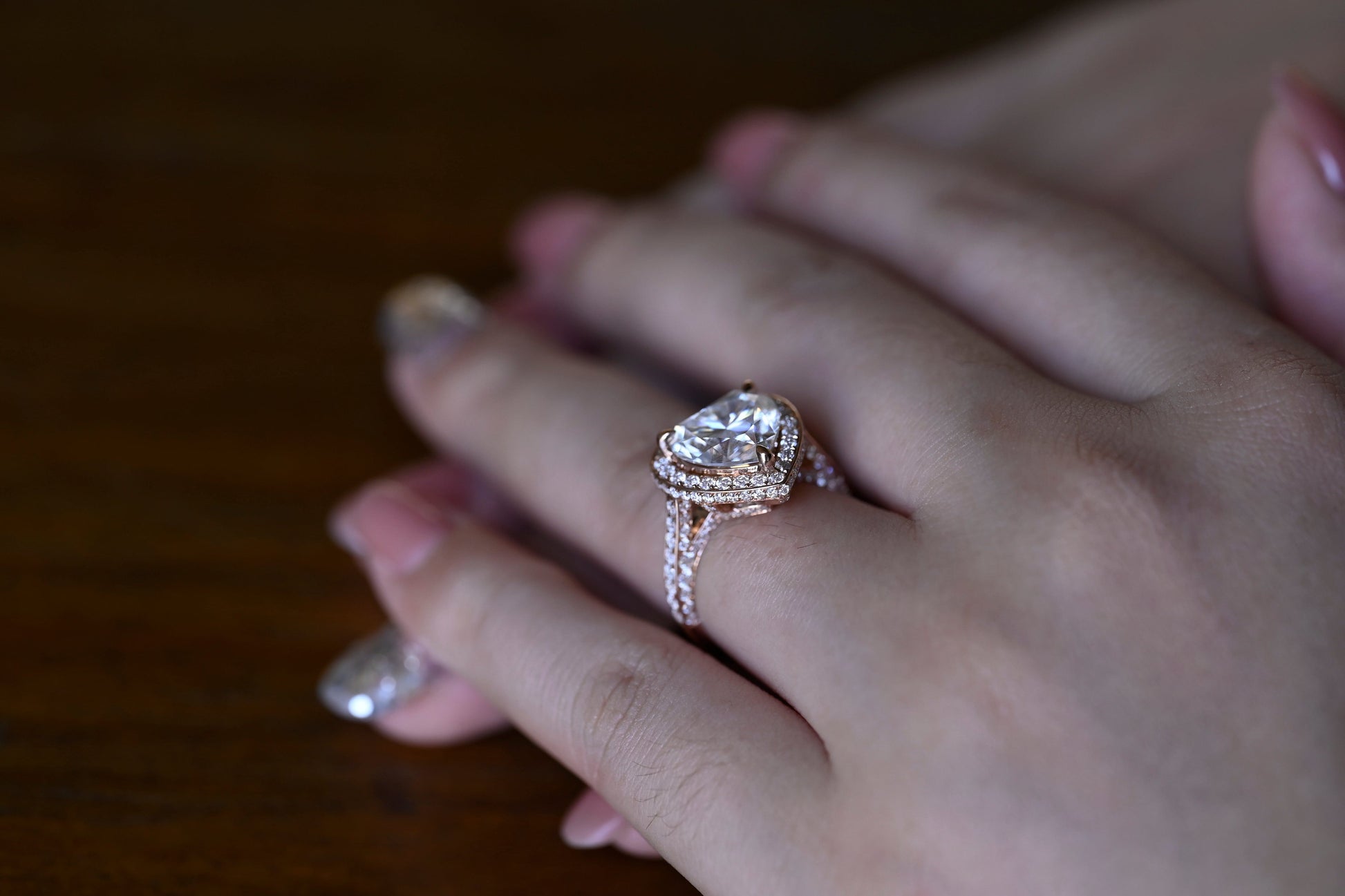 2 CT Emerald Pave Moissanite Engagement Ring
