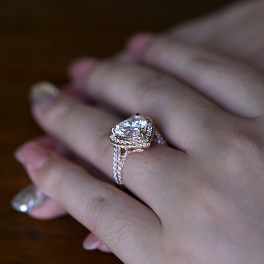 2 CT Emerald Pave Moissanite Engagement Ring