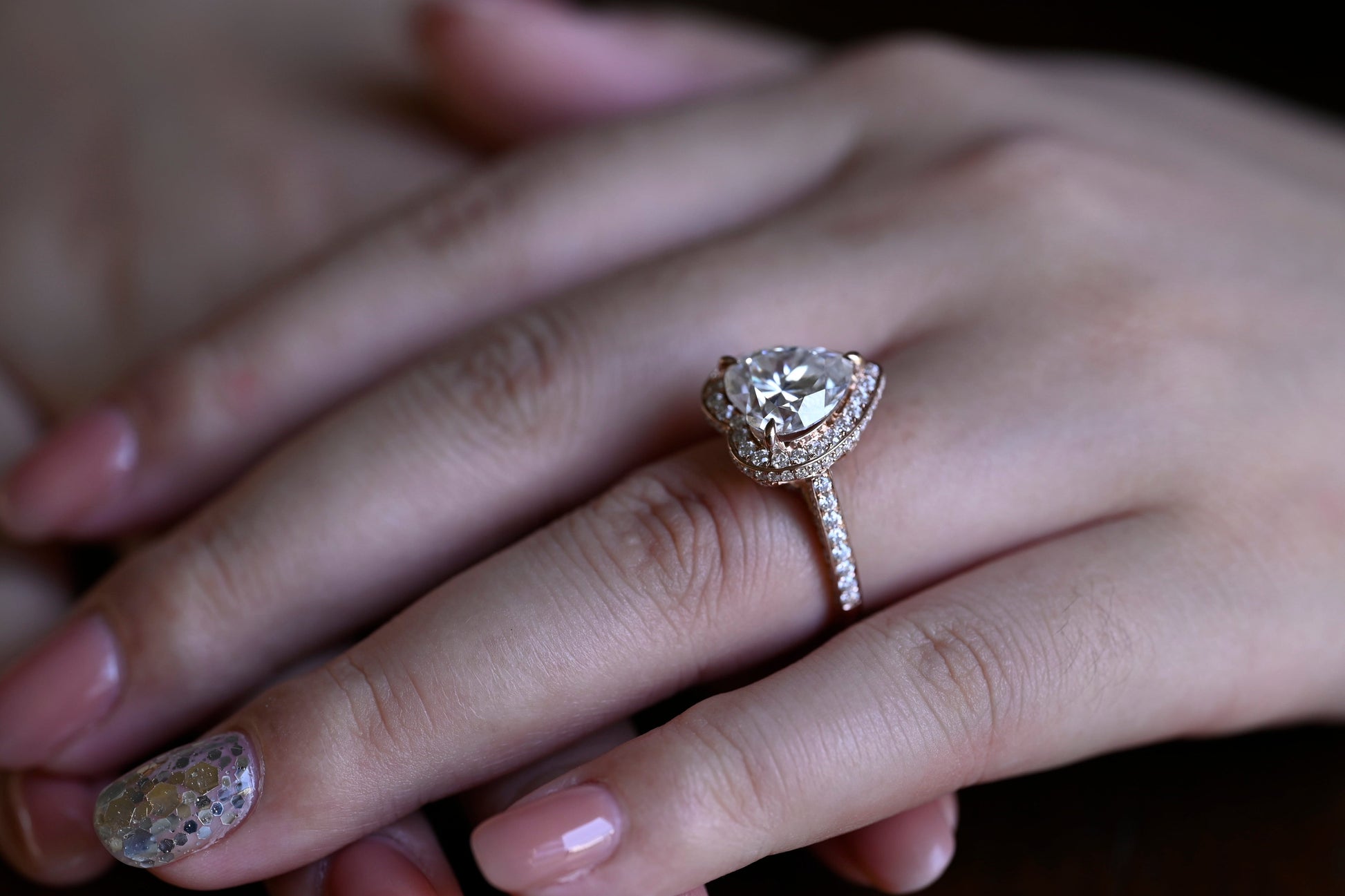 2 CT Emerald Pave Moissanite Engagement Ring