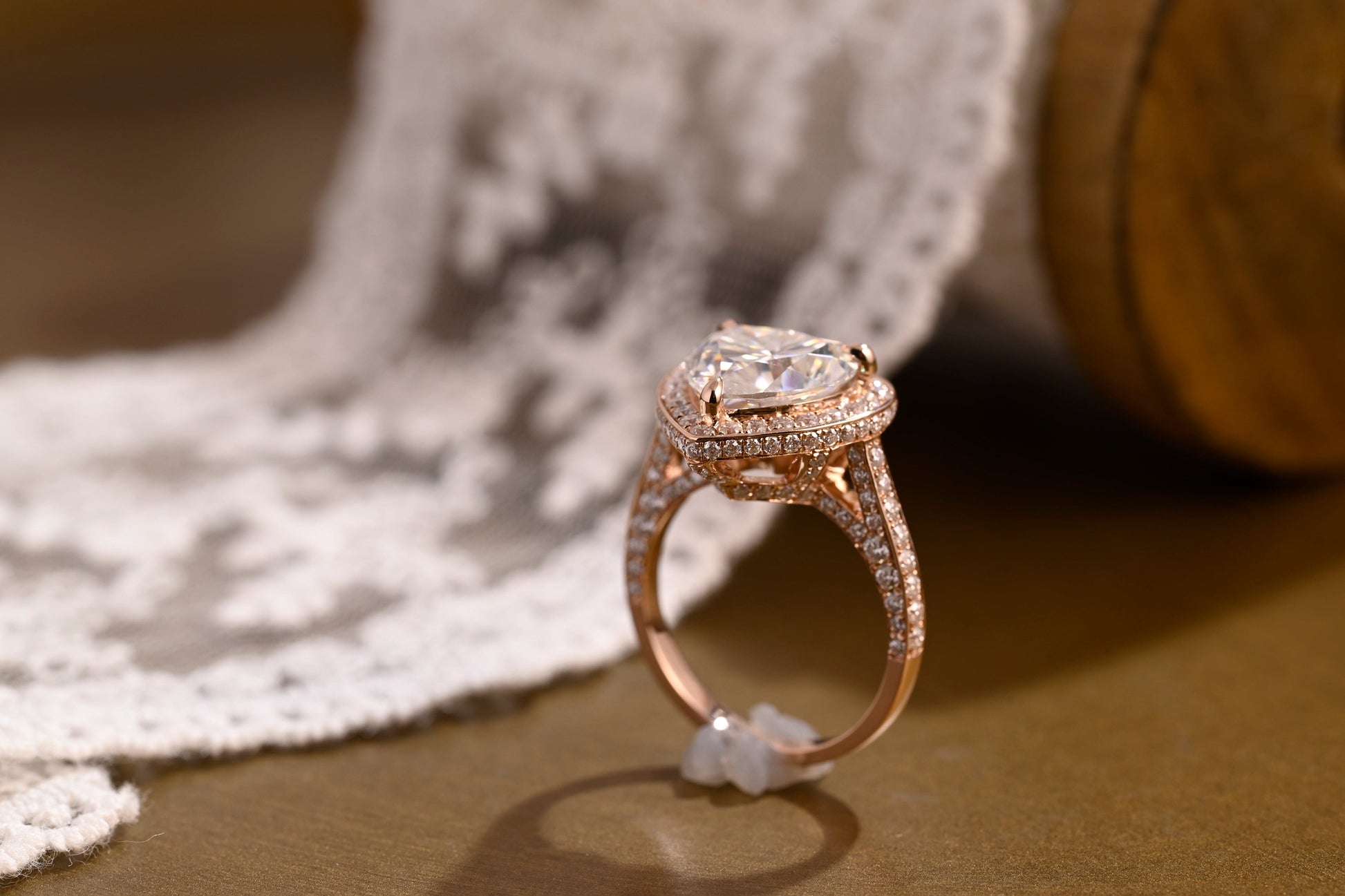 2 CT Emerald Pave Moissanite Engagement Ring