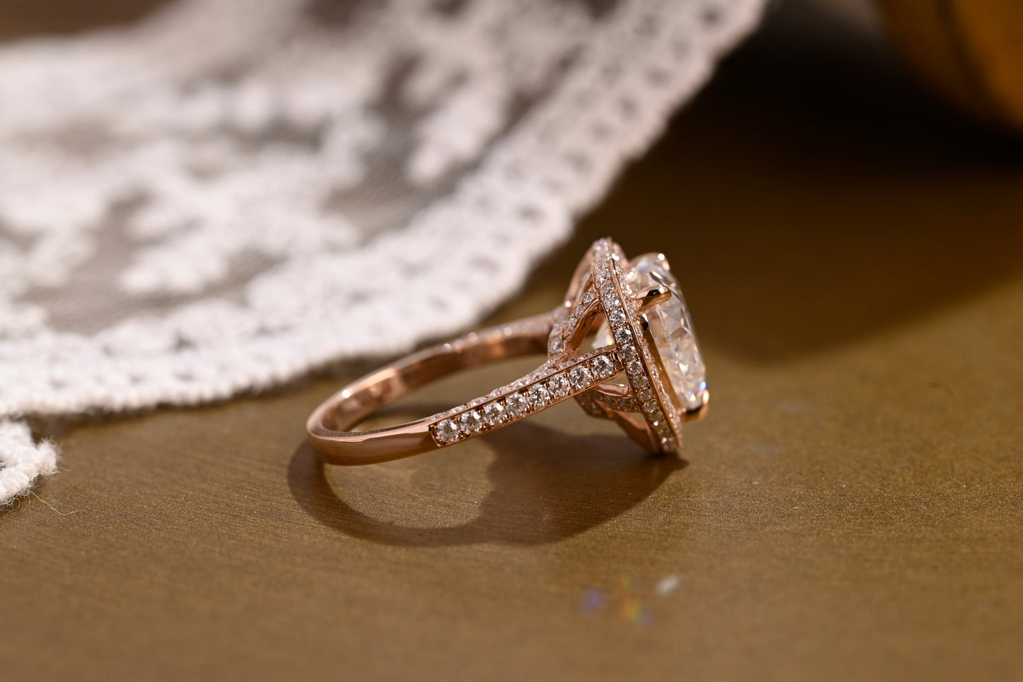 2 CT Emerald Pave Moissanite Engagement Ring