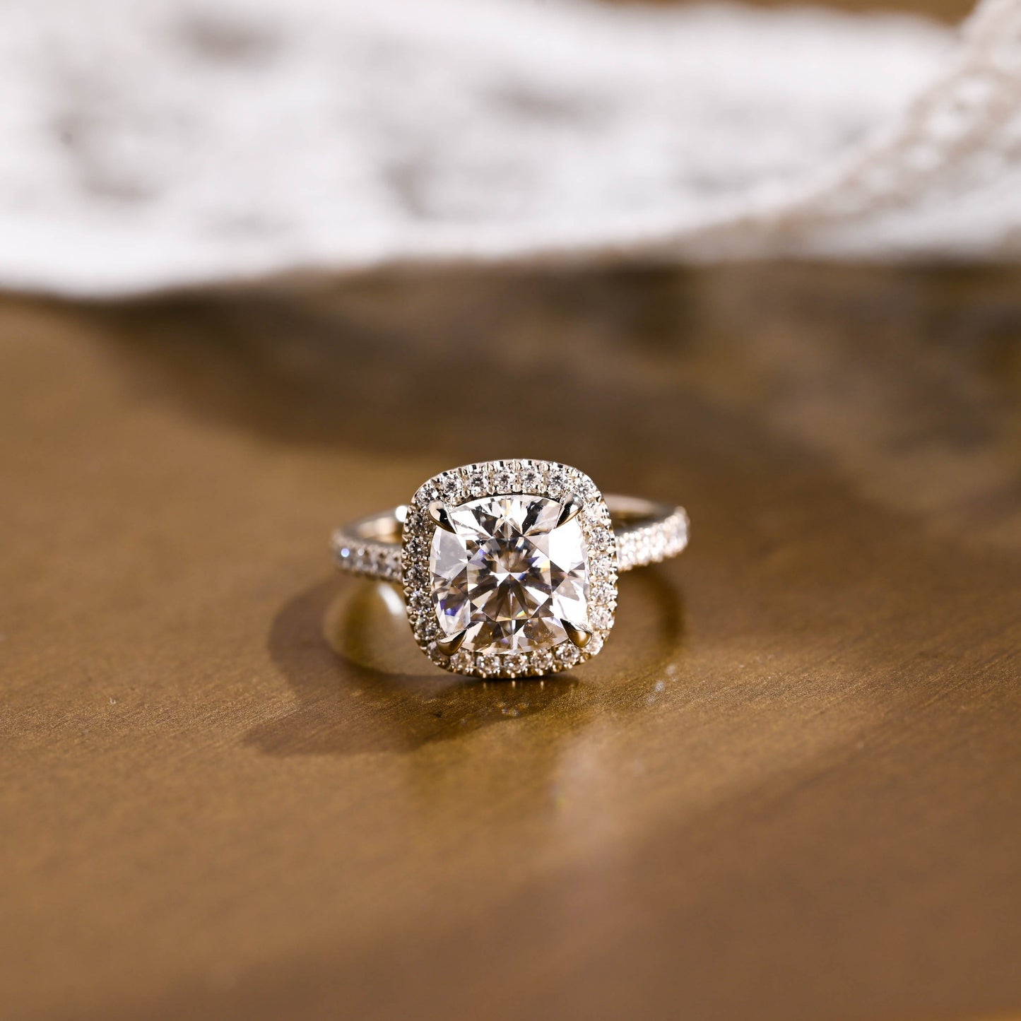 2 CT Emerald Pave Moissanite Engagement Ring