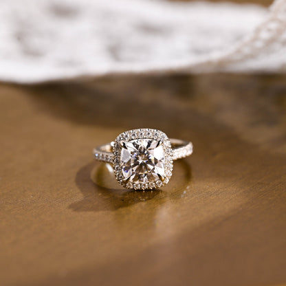 2 CT Emerald Pave Moissanite Engagement Ring