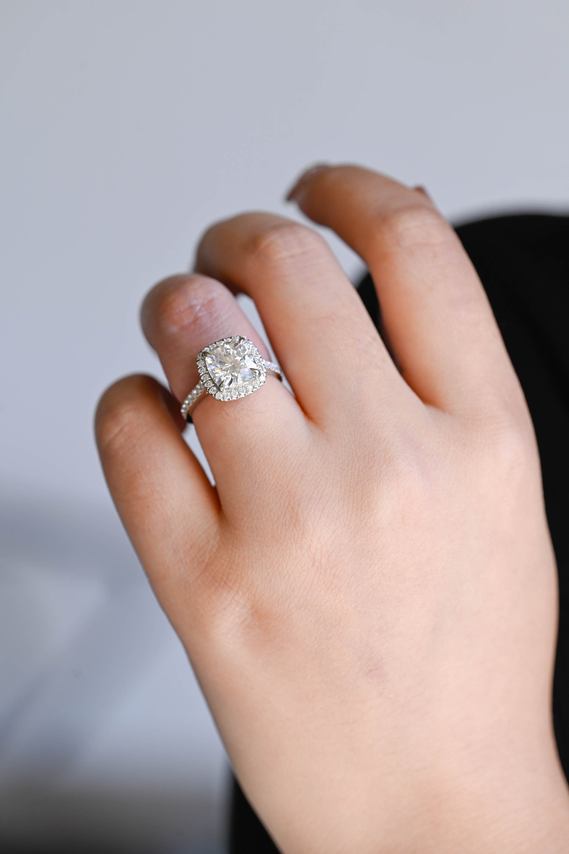 2 CT Emerald Pave Moissanite Engagement Ring