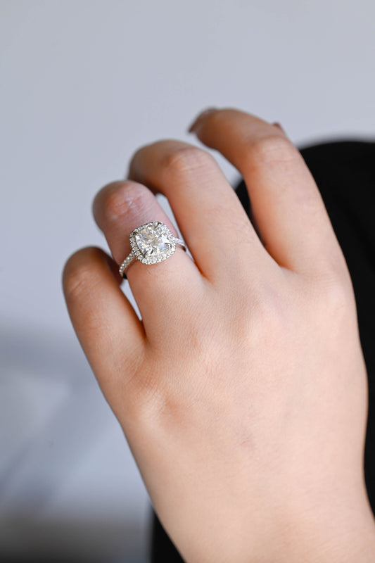 2 CT Emerald Pave Moissanite Engagement Ring