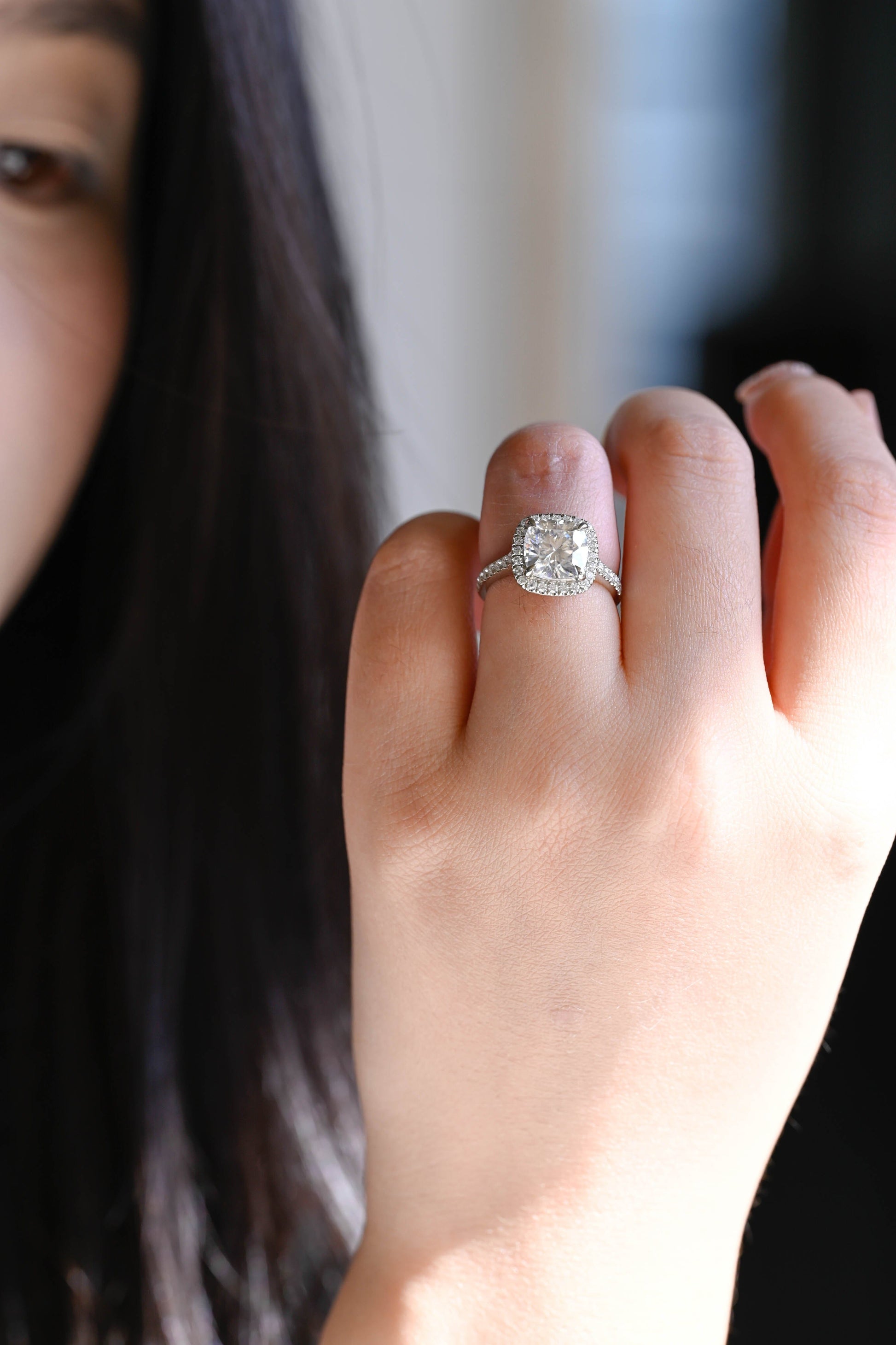 2 CT Emerald Pave Moissanite Engagement Ring