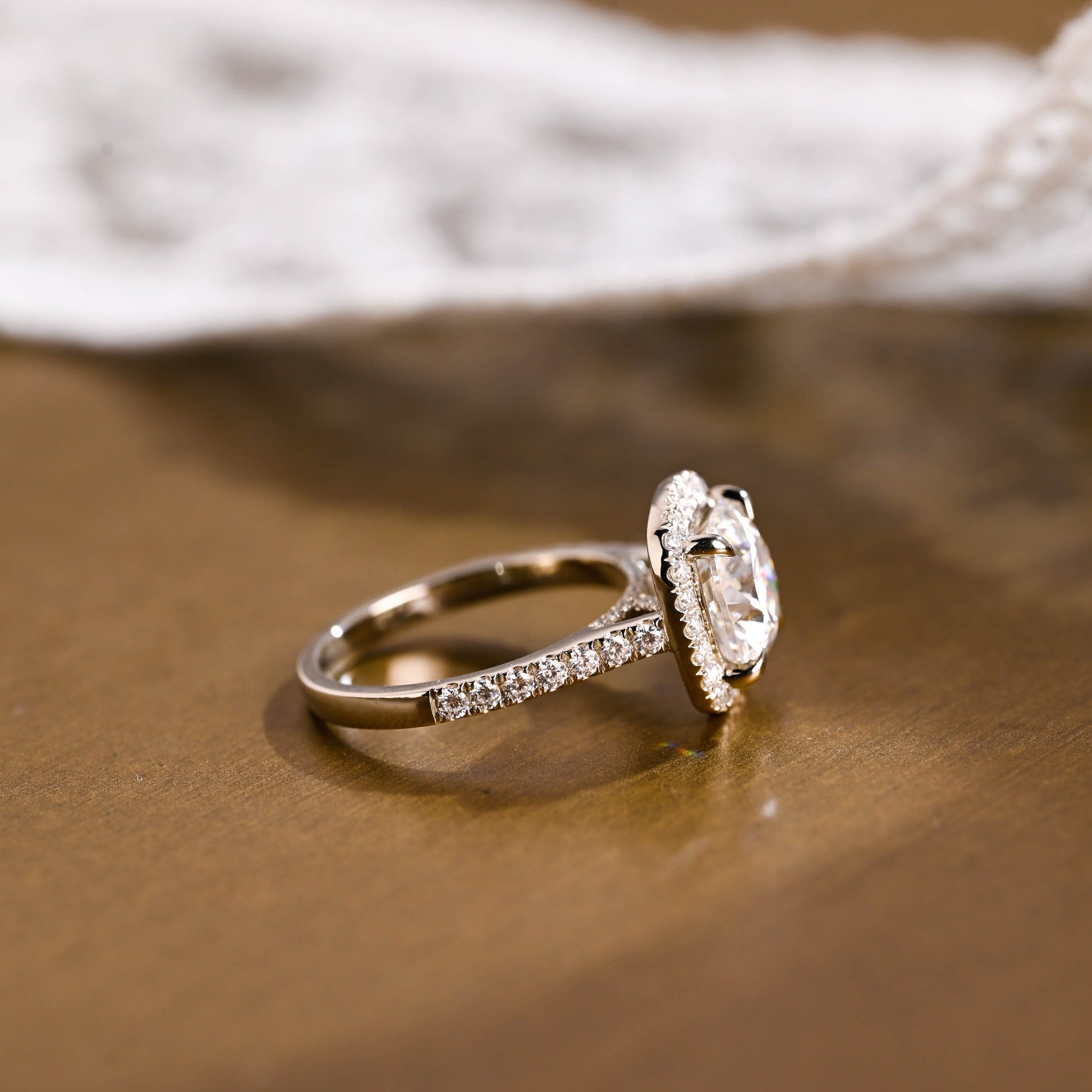 2 CT Emerald Pave Moissanite Engagement Ring
