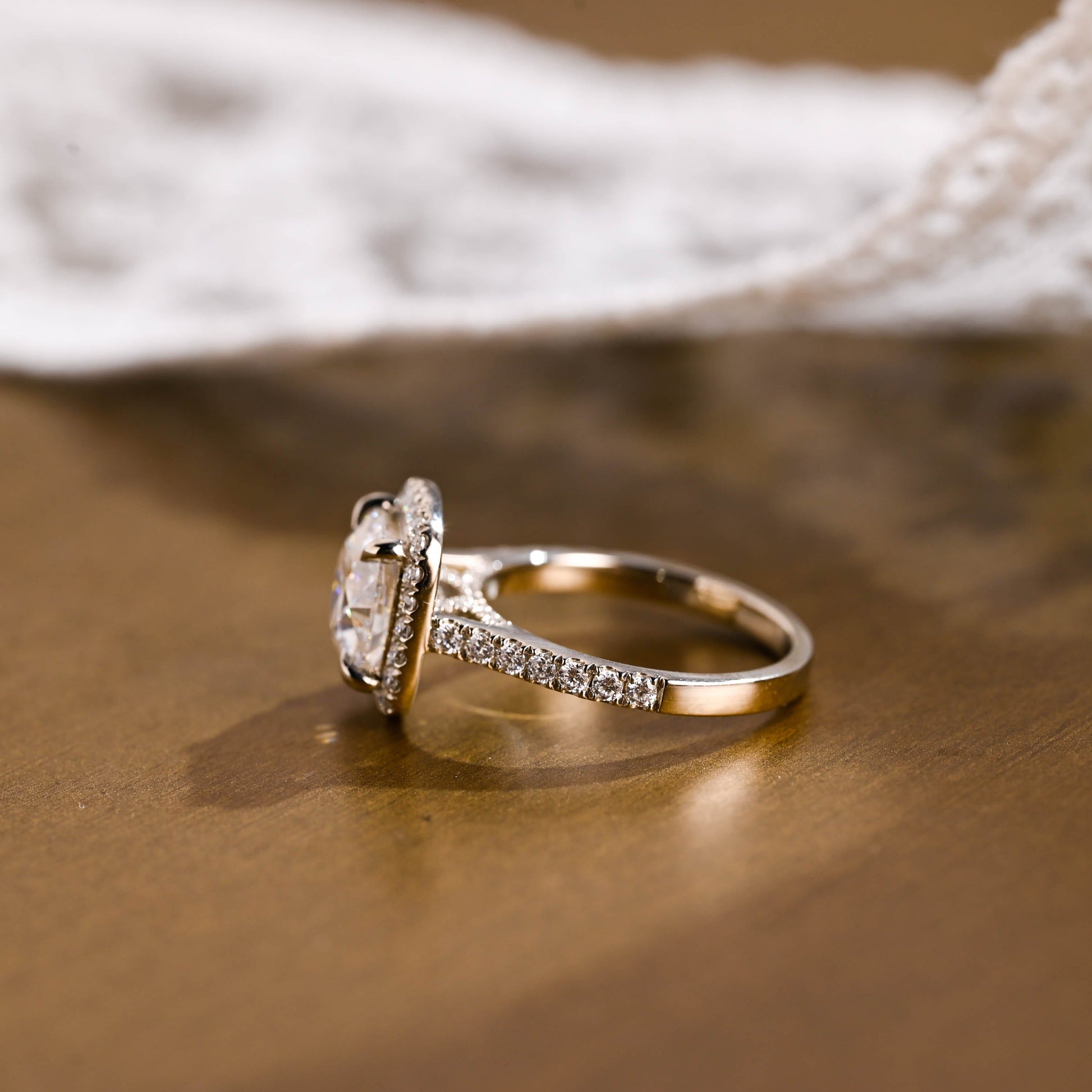 2 CT Emerald Pave Moissanite Engagement Ring