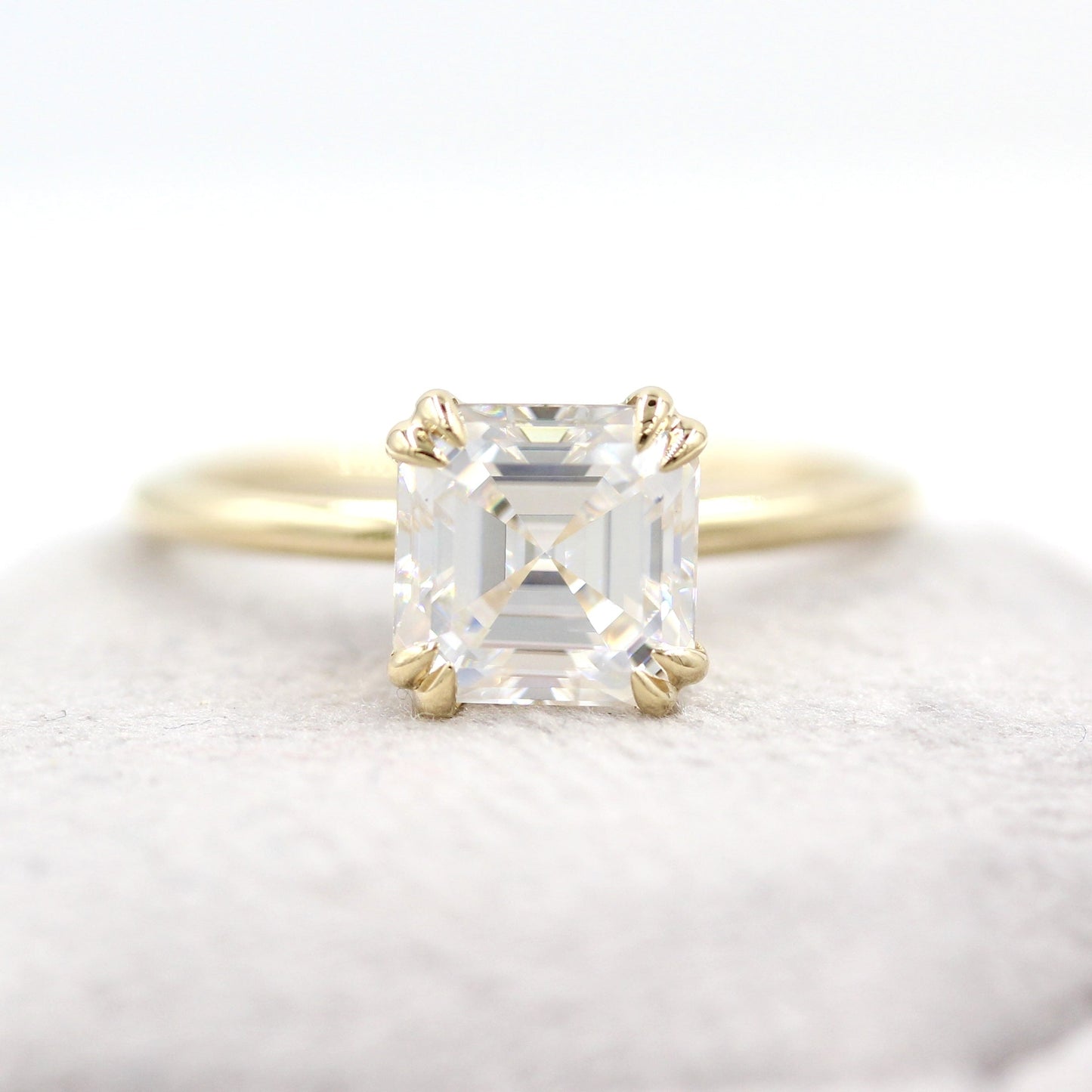 2.0 CT Asscher Cut Solitaire Moissanite Engagement Ring