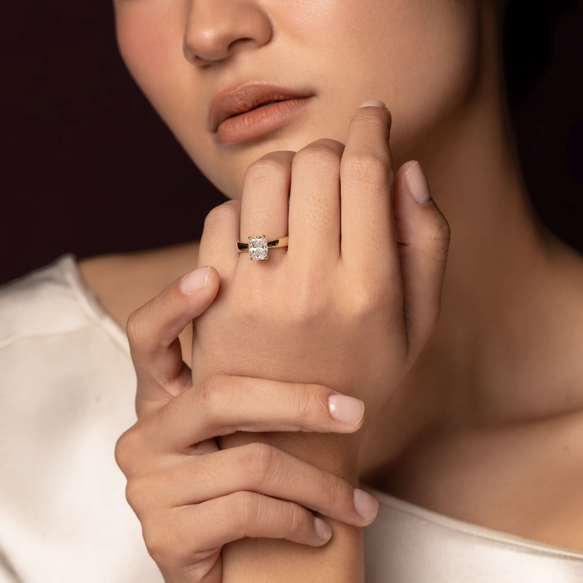 1.5 CT Elongated Cushion: Chunky Solitaire Lab Grown Diamond Engagement Ring