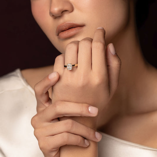 1.5 CT Elongated Cushion: Chunky Solitaire Lab Grown Diamond Engagement Ring