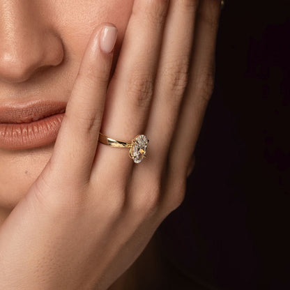 2.5 CT Moval: Chunky Solitaire Lab Grown Diamond Engagement Ring
