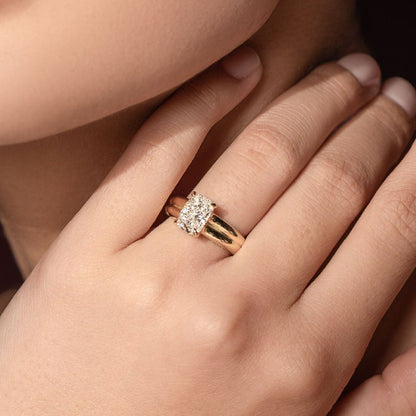 2 CT Elongated Cushion: Pronged Bezel Lab Grown Diamond Engagement Ring