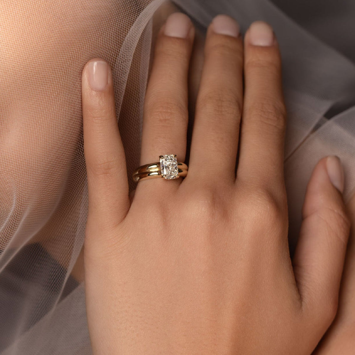 2 CT Elongated Cushion: Pronged Bezel Lab Grown Diamond Engagement Ring