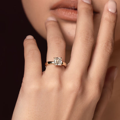 1 CT Asscher: Solitaire Lab Grown Diamond Engagement Ring