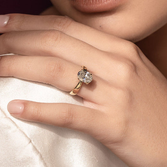 1.5 CT Oval: Chunky Solitaire Lab Grown Diamond Engagement Ring